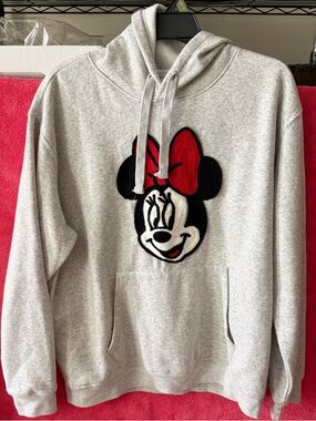 Minnie Mouse Embroidered Gray Hoodie Sweater